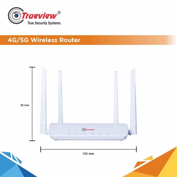 Trueview Wireless Router 4G Mobile Sim Based Router with Four Antenna, Output 4G/2.4Ghz, Plug and Play, Ideal for NVR, DVR, WiFi Camera,All 4G Sim Card Support