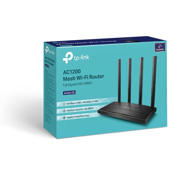 TP-Link Archer AC1200 Archer C6 Wi-Fi Speed Up to 867 Mbps/5 GHz + 400Mbps/2.4 GHz, 5 Gigabit Ports, 4 External Antennas, MU-MIMO, Dual Band, WiFi Coverage with Access Point Mode, Black - Image 4