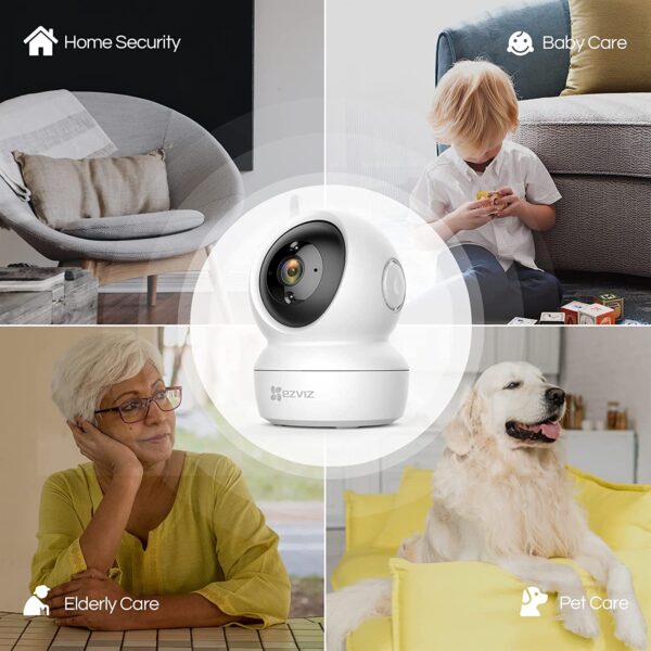 EZVIZ by HIKVISION |2K/4MP QHD Resolution Indoor Smart WiFi Baby/Pet Monitor Camera |Smart Night Vision |360 Visual Coverage |Motion Detection |Two-Way Talk |Micro SD Slot up to 256GB (C6N),White - Image 7