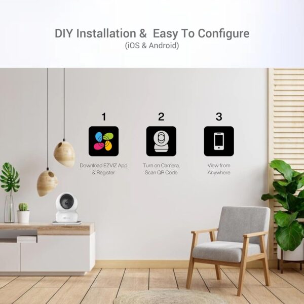 EZVIZ by Hikvision | Full HD Smart WiFi Home Camera | Child/Pet Security | AI Motion Detection | Enhanced Night Vision | 2-Way Audio | 360° Pan/Tilt | SD Card Slot Upto 256GB |Alexa & OK Google|C6N - Image 5