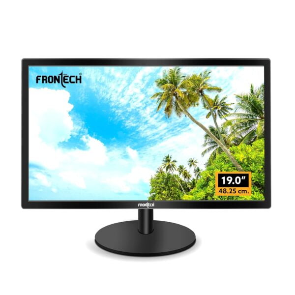 FRONTECH 19 Inch High-Performance HD LED Monitor | Refresh Rate 75 Hz, 1440x900 Pixels | Slim & Stylish Design with 250 Nits Brightness | HDMI & VGA Ports,