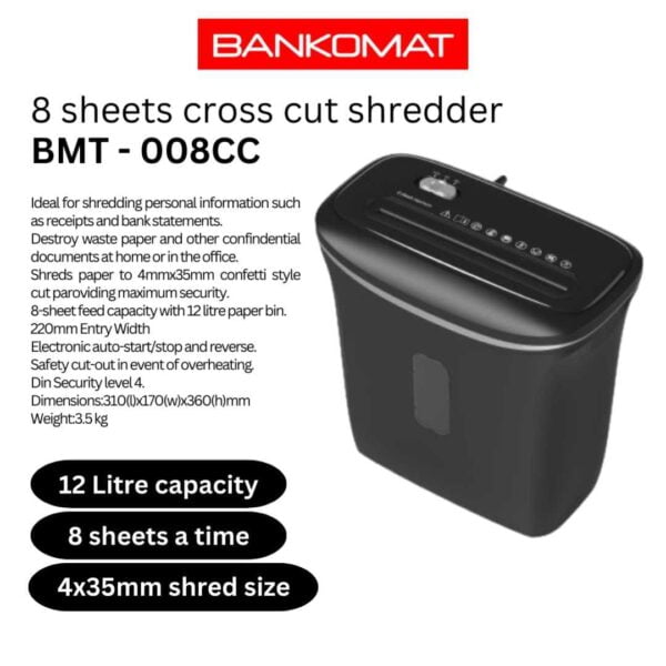 Basics 8-Sheet Cross Cut Paper With CD and Credit Card Shredder With 12 Liter Waste Basket Capacity